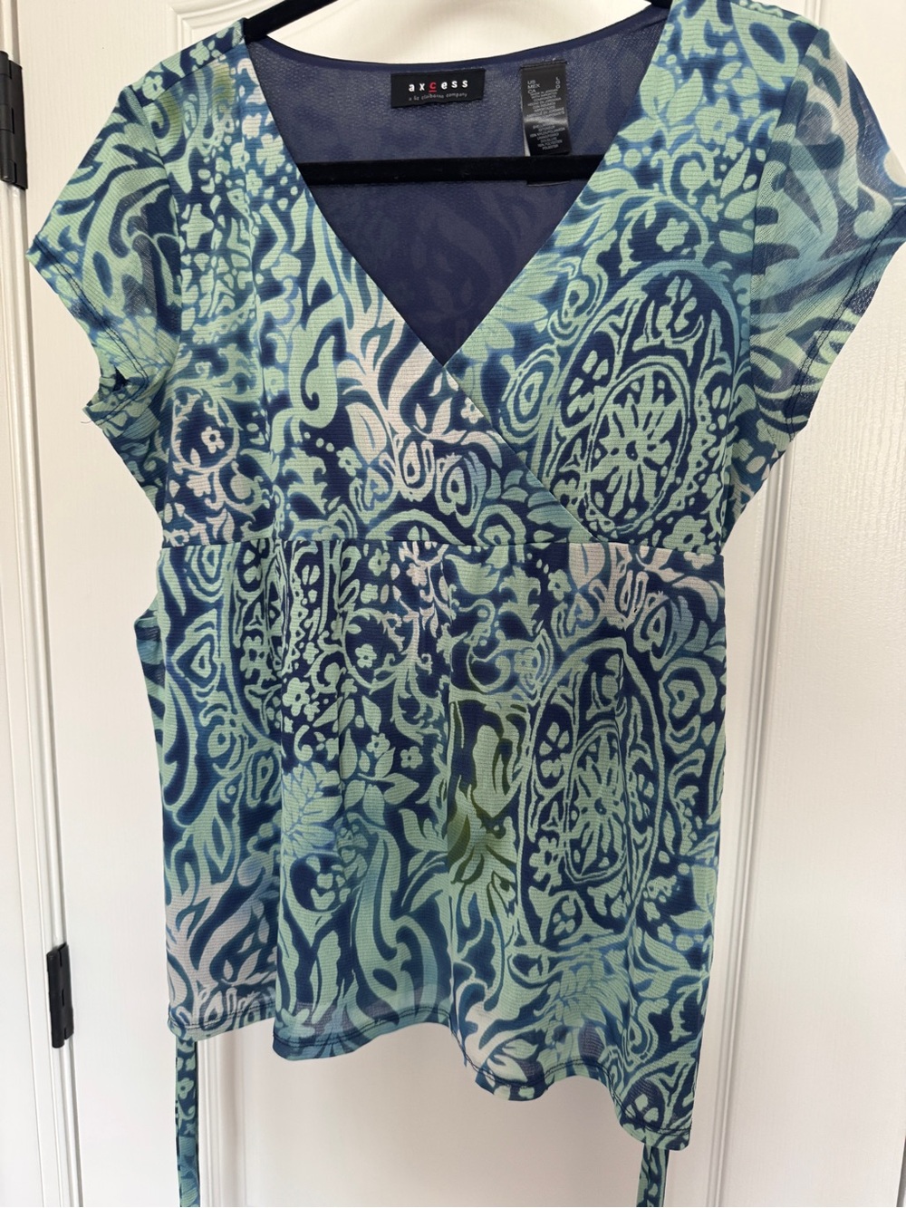 Axcess Navy, Teal & Light Blue V-Neck Wrap Tunic